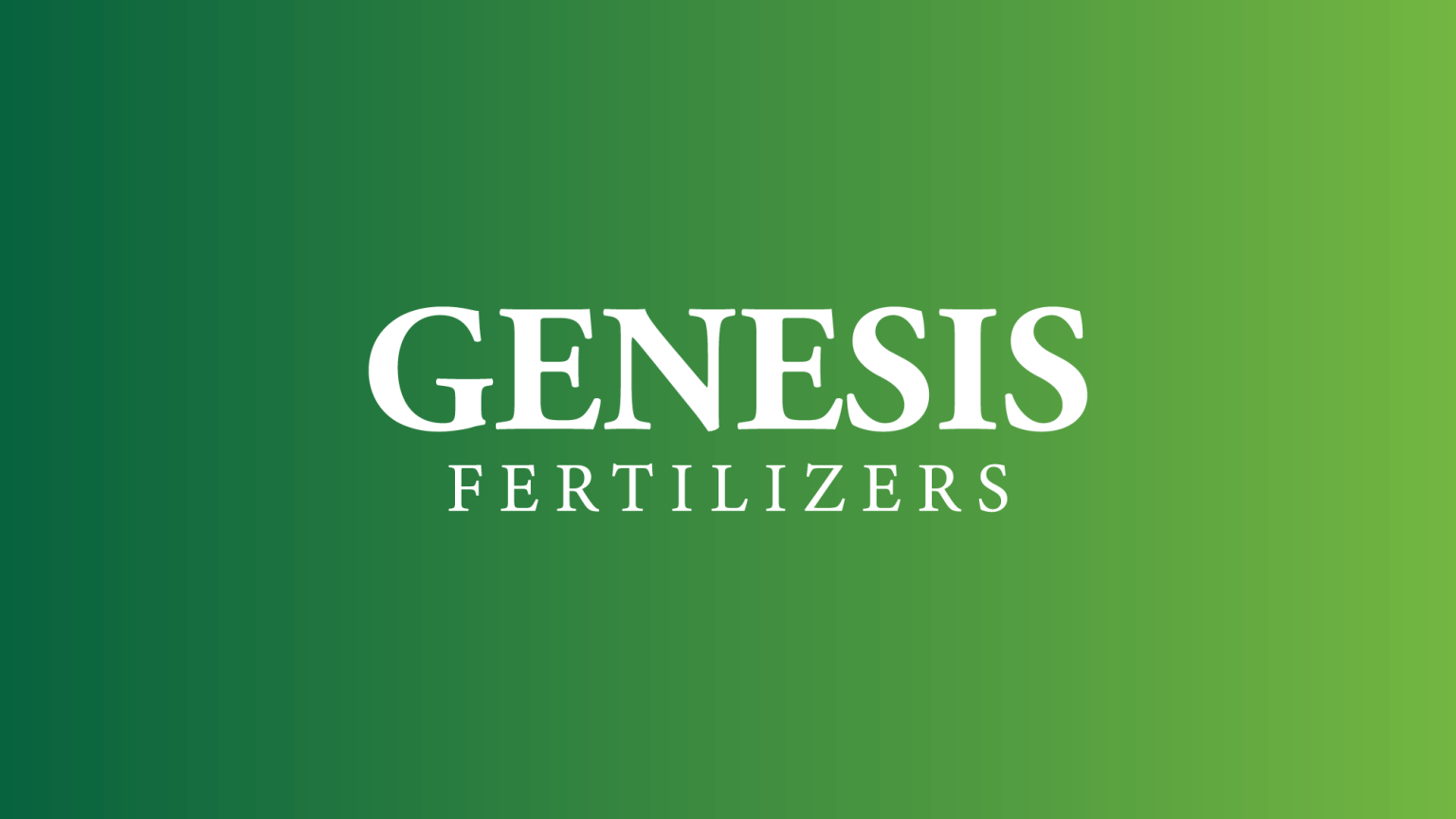 Genesis Fertilizers company logo on a green gradient background.